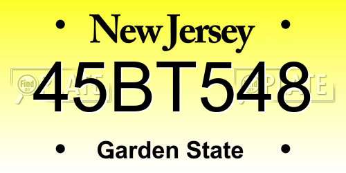 45BT548 New Jersey License Plate