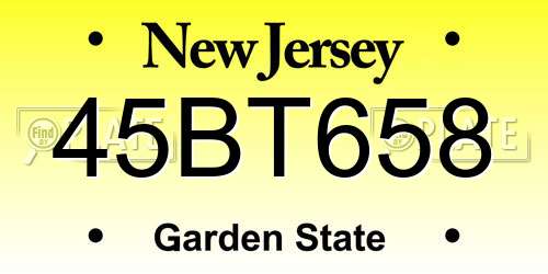 45BT658 New Jersey License Plate