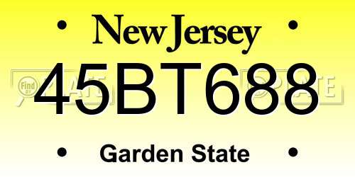 45BT688 New Jersey License Plate