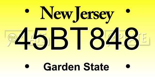 45BT848 New Jersey License Plate