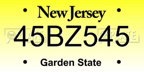 45BZ545 New Jersey License Plate