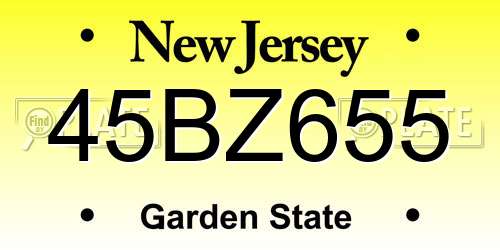 45BZ655 New Jersey License Plate