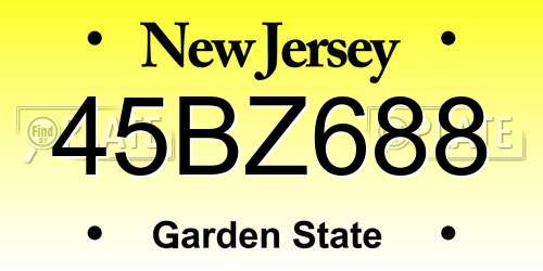 45BZ688 New Jersey License Plate