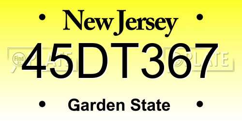45DT367 New Jersey License Plate