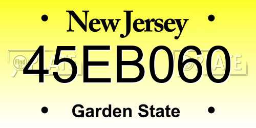 45EB060 New Jersey License Plate