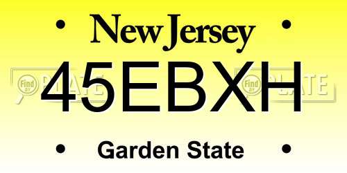 45EBXH New Jersey License Plate