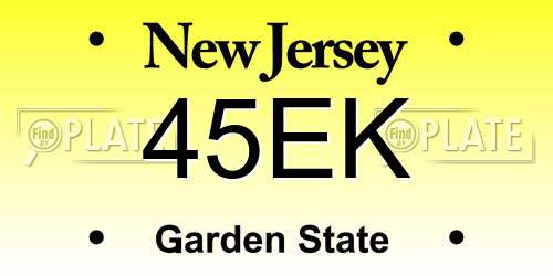 45EK New Jersey License Plate
