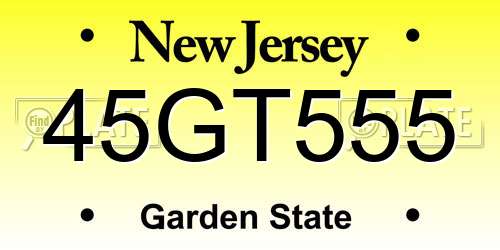 45GT555 New Jersey License Plate