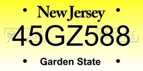 45GZ588 New Jersey License Plate
