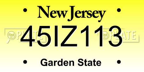 45IZ113 New Jersey License Plate
