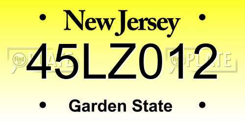 45LZ012 New Jersey License Plate