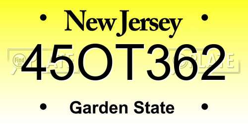 45OT362 New Jersey License Plate