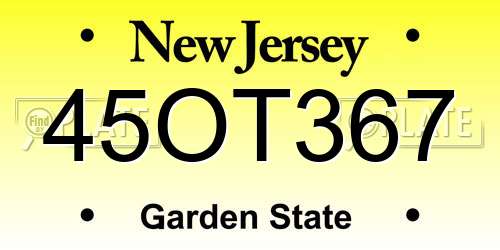 45OT367 New Jersey License Plate
