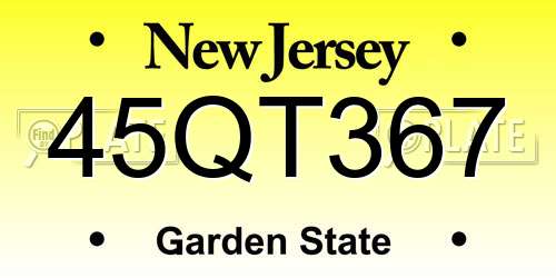 45QT367 New Jersey License Plate