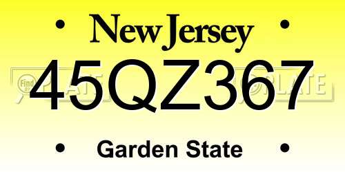 45QZ367 New Jersey License Plate