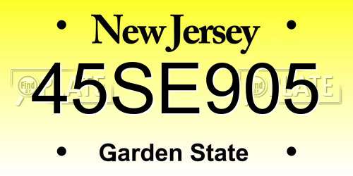 45SE905 New Jersey License Plate