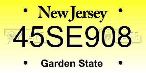 45SE908 New Jersey License Plate