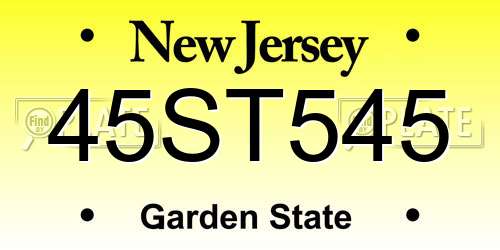 45ST545 New Jersey License Plate