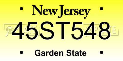 45ST548 New Jersey License Plate