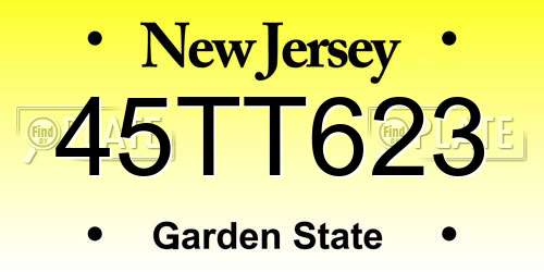 45TT623 New Jersey License Plate