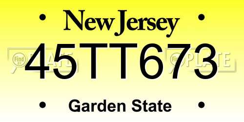 45TT673 New Jersey License Plate