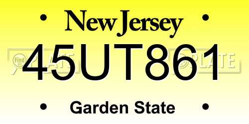45UT861 New Jersey License Plate