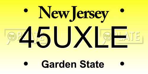 45UXLE New Jersey License Plate