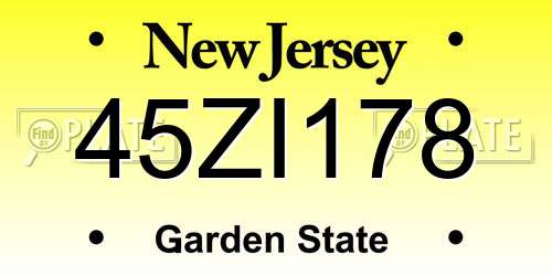 45ZI178 New Jersey License Plate