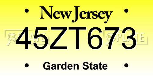 45ZT673 New Jersey License Plate