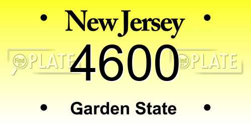 4600 New Jersey License Plate