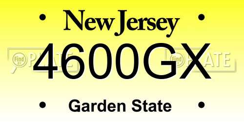 4600GX New Jersey License Plate
