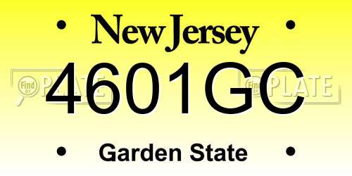 4601GC New Jersey License Plate