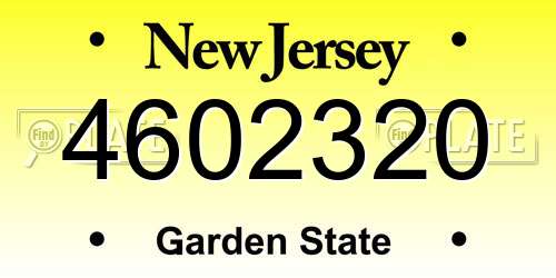 4602320 New Jersey License Plate