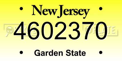 4602370 New Jersey License Plate