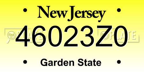 46023Z0 New Jersey License Plate