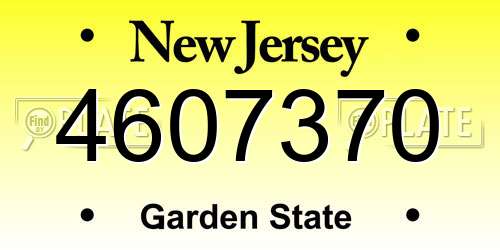 4607370 New Jersey License Plate