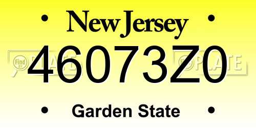 46073Z0 New Jersey License Plate