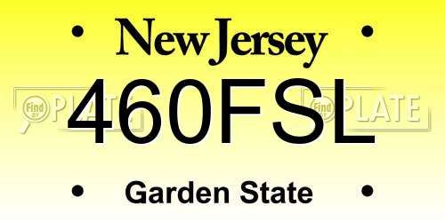460FSL New Jersey License Plate
