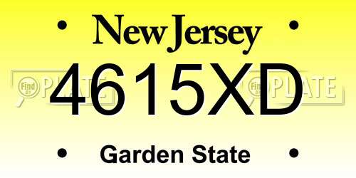 4615XD New Jersey License Plate