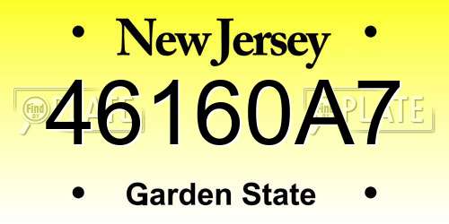 46160A7 New Jersey License Plate