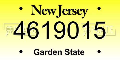 4619015 New Jersey License Plate