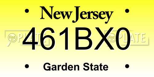 461BX0 New Jersey License Plate