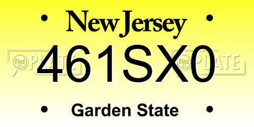 461SX0 New Jersey License Plate