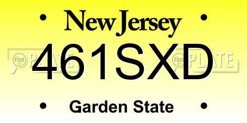 461SXD New Jersey License Plate
