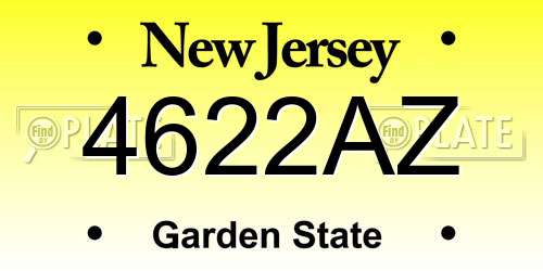 4622AZ New Jersey License Plate
