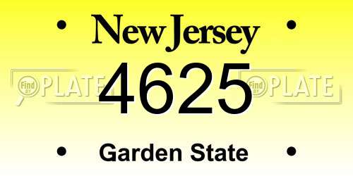 4625 New Jersey License Plate