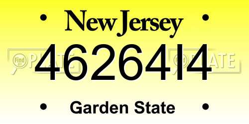 46264I4 New Jersey License Plate