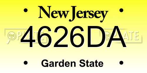 4626DA New Jersey License Plate