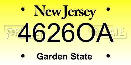 4626OA New Jersey License Plate