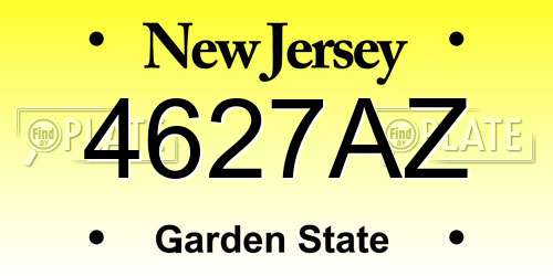 4627AZ New Jersey License Plate